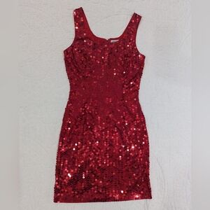 Papell Boutique Red Sequin Mini Dress